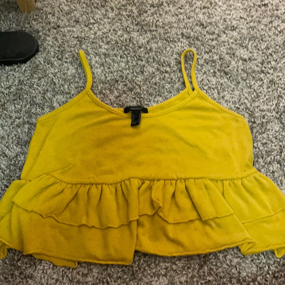 Forever 21, yellow, tank top, cropped, size medium